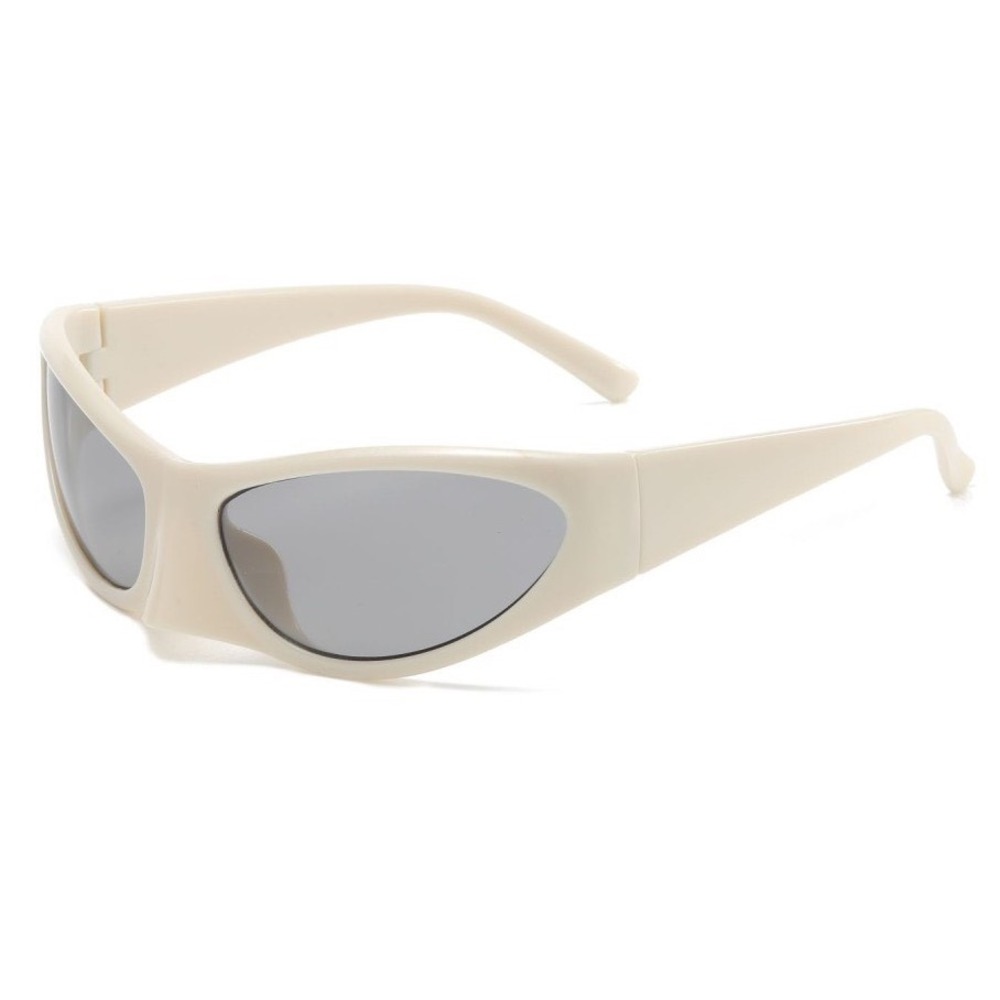 Y2K Futuristic Sunglasses Fashion Visor Shield Sun Glasses Cream White Elegant